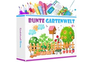 SABBATBOX Bastelset und Malset für Kinder – Bunte Gartenwelt mit 48 Acrylstiften & 48 Ölpastellkreiden – Bastelbox für Jungen und Mädchen, Kunst & Bastelaktivität, für Kinder von 3 bis 8 Jahren – Standardbox