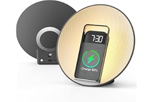 COLSUR Wake Up Light Alarm Clock, Sunrise Simulation, Bluetooth Speaker, Bedside Lamps with Wireless Charging, 7 Natural Sound, Snooze, Sleep Aid, Dual Alarms for Heavy Sleepers & Kids