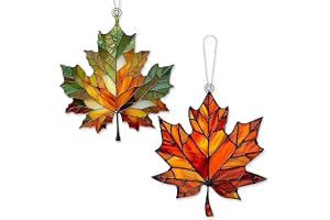 HDGSAFD 2-pack höst lönnlöv dekorativa hängen med kedjor, dekorativa akrylhängen, heminredning, fönsterdekoration