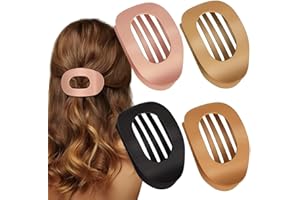 VivaSmile 4 PCS Flat Hair Clips for Women, Curved Design Duckbill Hair Clips for Lying, Driving - Matte Strong Hold Hair Claw Clips for Thin, Thick Hair, Hair Accessories for Women and Girls (Dark)