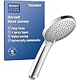 Duravit Universal Shower Head, Handheld Shower Head with 3jet Types (Rain, Intense Rain, Soft Rain), Shower Head Round (Ø 110 mm), with Water-Saving Minusflow-Function, Easy to Clean, Chrome
