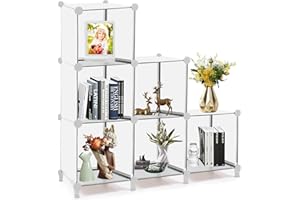 ASMIZ 6 Cube Storage Unit, DIY Plastic Bedroom Storage, Closet Organizers and Shelves for Bedroom Living Room Office Stackable Shelves Toy Organizers Display Shelf