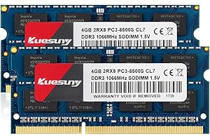 ‎KUESUNY Kuesuny 8GB kit (2x4GB) Compatible for Apple DDR3 1066MHz/1067MHz PC3-8500 SODIMM RAM Upgrade for Late 2008, Early/Mid/Late 2009, Mid 2010 MacBook, MacBook Pro, iMac, Mac Mini
