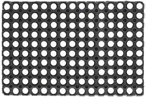 VELCOC EV 070193 Tappeto Zerbino di Gomma Forata Nera 40x80 cm Antiscivolo Antisporco Esterni Interni, Nero