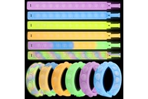 Yeefunjoy 12pcs Fluorescent Push Pop Bracelet Bubble Fidget Toys Poppet Bracelet pour Enfants, Push Pop Bubble Bracelet Nouveauté Cadeaux