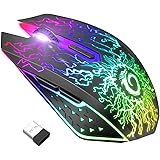 VersionTECH. Mouse gaming wireless ricaricabile Mouse da gioco senza fili,mouse per computer con 7 luci RGB, clic silenzioso,