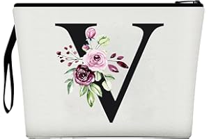 CHIREST Makeup Bag for Women,A-Z 26 Letter Personalized Makeup Bag,Birthday Gifts for Women Mom,Gifts for Best Friend,Bride Bridesmaid Cosmetic Bag