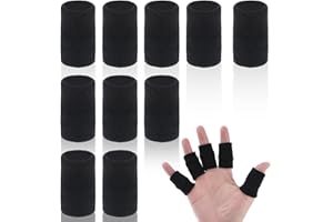 Teaaha 10 Stück Fingerschutz Fingerling Stricken Elastische Fingerschützer den Sport, Schwarz Finger Sleeves Atmungsaktive Fingerschützer Unterstützung für Basketball Volleyball