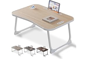 WEIQILE Laptop Bett Tisch, Beinen, tragbarer Frühstückstisch zum Essen, Lesen, Schreiben auf dem Bett, Sofa, zu Hause und im Büro (Wood)