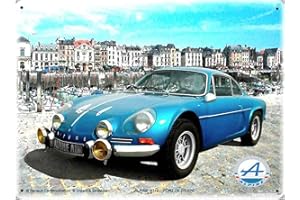 I&S Plaque Métal bombée : Renault Alpine, Bord de mer, 30 x 20 cm