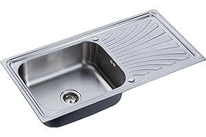 RUMO RELIABLE & MODERN RUMO Echo Premium Stainless Steel Kitchen Sink 1.0 One Single Large Deep Bowl Reversible Sinks with Drainer 1000 x 500mm Inset Life Time Warranty Includes Wastes & Plumbing Kit