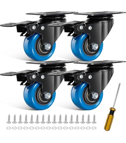 4 Ruote Industriali 80 Mm - Acciaio E Gomma, Senza Freni, Portata 200 Kg, Per Carrelli - Foto 2