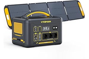 VTOMAN Jump 1500X Station électrique Portable avec 220W Panneau Solaire - 1500W/828Wh Generateur Electrique Portable LiFePO4 Batterie Générateur, PD 100W Typ-C Sortie/USB QC 3.0 Sortie, pour Camping