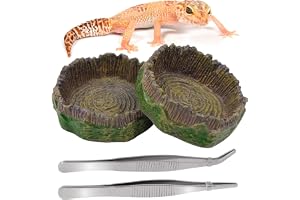 Vidoxdu Set med matskål i 4 delar för reptiler och matskålar, matskålar, 2 matningspincetter, tång för geckoödla, kameleont