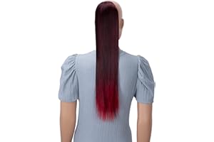 CAISHA by PRETTYSHOP 60cm Postizo Extensión De Cabello Cola De Caballo Trenza Con 2 Cintas Liso Negro Rojo Mezcla HCB1