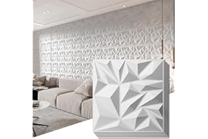 Art3d Lot de 33 panneaux muraux 3D pour décoration murale intérieure, panneaux muraux modernes texturés en losanges pour jeux,salon,TV,fond mural,30,5 x 30,5 cm,3㎡,blanc