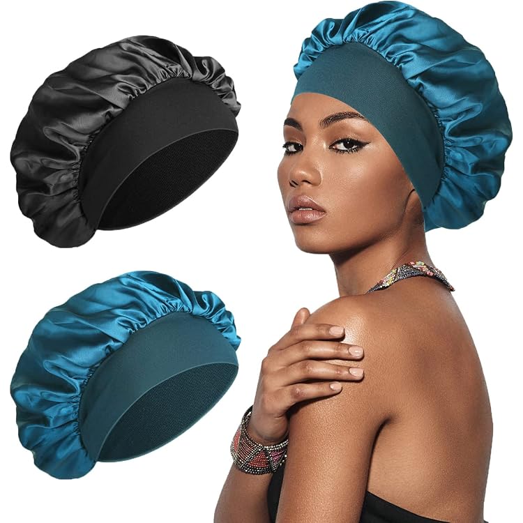 Elastsche Satn Nachtmütze Durag Haar Schlafmütze  Produktbild-Vorschau 4