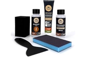 SOFOLK DEPUIS 1989 SOFOLK Kit de renovación de Cuero y Polipiel: reparación + Pintura + Pintura Protectora - Volante, Asiento de Coche, sillón, Zapatos (11-Tawny)
