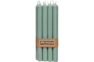 Nordring 8 Taper Candles Rustic Moss Green 2.2 x 18 cm High Coloured RAL Certified