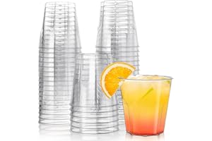 Mispudin 60 Vasos Plastico Duro Transparente, 200ml Vasos de Plastico Reutilizables, Copas de Bebida Transparente para Cumpleaños, Barbacoas, Bodas, Aniversarios, Picnics