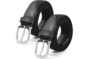 Kajeer Enfants Ceinture élastique tressée pour garçons filles - 2 pièces Ceinture tressée unisexe Ceinture en tissu stretch pour pantalons Jeans