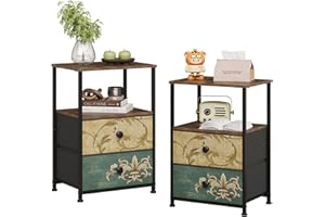 VEDECASA Set di 2 cassetti con 2 cassetti e ripiano aperto, armadio da toeletta, armadio di stoccaggio, comodino, tavolino da salotto, camera da letto, struttura in acciaio stabile