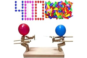 PYLTOR Balloon Bamboo Man Battle Game, Handmade Wooden Fencing Puppets Toys with 400 Balloons, Fun and Exciting Man Battle Whack a Balloon Party Games for Adults Kids 2 Players (Universal Box)