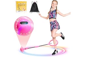 Herbst Anello lampeggiante per bambini, con contatore, timer, contatore di calorie, pieghevole, con rotella luminosa, giocattolo fitness per ragazze (rosa)