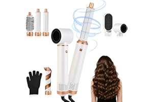 VEFACION Air styler 5 in 1 Hair Styler 1000W Warmluftbürste Set Haarstyler Rundbürstenföhn, Lockenstab Automatisch, Glätten, Locken,Trockenes Haar