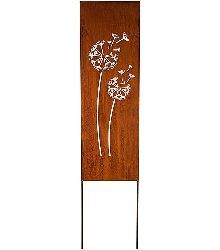 Plaque De Jardin Métal 'Roseau' Design Rouillé Moderne - Décoration Extérieure 31x117 Cm