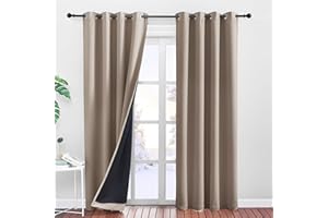 PONY DANCE Zasłony zaciemniające, dwuwarstwowa zasłona termiczna z oczkami, dekoracja do domu, pokoju dziecięcego, dorosłych, ochrona przed zimnem, przezroczysta szarobrązowa, 140 x 245 cm, zestaw 2