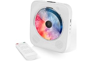 MAITE Reproductor de CD portátil con función Bluetooth, Altavoces Hi-Fi en el Interior, Toma AUX para Auriculares, Sistema de Audio Externo, reproducción USB, Radio FM, Mando a Distancia y Soporte
