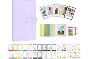 Aisnyho Sofortbild-Film-Zubehör-Set für Instax Mini LiPlay 12 11 9 8+ 8 evo 99 SE 40 90 70 50S 26 25 7S Kamera, inklusive Album/Filmaufklebern/magnetischen Bilderrahmen/Aufhängerahmen, fliederfarben