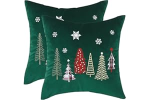 Tosleo 2 Stück Kissenbezug Weihnachten 50x50 cm Dekokissen Kissenhülle Grün Weihnachtsbaum Kissenbezug für Sofa Wohnzimmer Schlafzimmer Festival Party