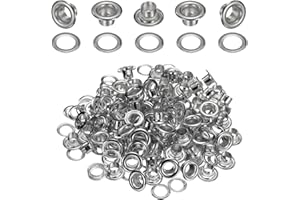 QUARKZMAN 100 Stück Ösen 5 mm Innen-Ø Messing Ösen Metallösen Rostfrei Planenösen Grommet Kit mit Unterlegscheiben Eyelets für Banner Leder Schuhe Handtaschen Vorhänge Bastel, Silber