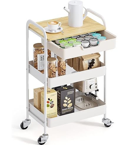 Kesper Keukenwagen, eiken, wit, 36 x 36 x 77 cm