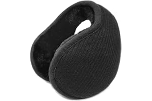GLANZEND Winter Men Earmuffs, Foldable Ear Muffs for Men & Women, Unisex Warm Knit Fleece Ear Warmers, Classic Portable Windproof Winter Ear Covers for Sports Running Cycling Skiing Outdoor Activities