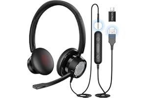 Link Dream Auriculares con Microfon PC USB/3.5mm Micrófono Giratorio de 270 Grados Estilo Empresarial Ligero para PC/Laptop, Android, Macbook, Centro de Llamadas, Oficina, Reunión, Clase en Línea