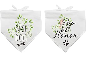 YTNONT Dog of Honor, Best Dog Wedding Bandana, Bridal Party Dog Bandana, Wedding Photo Prop, Pet Scarf Accessories, Pack of 2…
