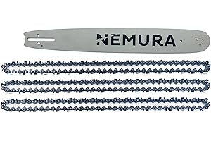 Nemura Guide de 40 cm et Lot de 3 Chaînes de tronçonneuse - Compatible avec Stihl MS240, MS241, MS260, MS261, 024, 026-67 Entraîneurs - Pas 325" - Jauge 1,6 mm - Pièce Détachée - Marque Française