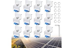 AFAIK Solare Fotovoltaico Staffa Morsetti Terminali in Alluminio PV 12 pezzi Staffa per Pannello Solare Fissaggio Pannelli Solari per modulo altezza 30-50 mm