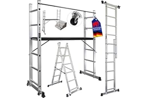 PROREGAL Ponteggio da lavoro MULTISTEP 3-in-1 Scala in Alluminio 2x6 Pioli Altezza fino a 2,7m