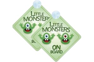 MYBABYONBOARD UK Little Monsters Baby on Board Sign for Car Twin Pack 2pcs Kids Safety Warning Car Signs