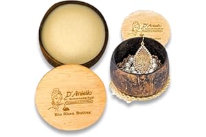 D'ANIELLO Original Sheabutter Unraffiniert aus Ghana in Kokosnuss mehrfach verwendbar - Reine Körperbutter - Hautpflege (100 Gramm)