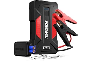 FOWAWU Arrancador de Baterias de Coche 3000 A, Arrancador de Coches Portatil para Motor 8,5 L Gasolina o 6,5 L Diesel con luz LED y 2 Puertos USB de Carga rápida, Martillo de Seguridad
