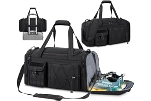 RAINSMORE Sac de Sport Homme Femme 40L Sac de Voyage avec Compartiment à Chaussures et Poche Humide Imperméable Extensible Sacs de Sport pour Gym Fitness Natation Yoga Weekend Noir