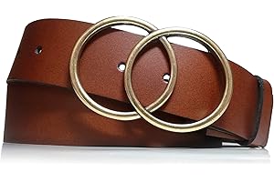 almela - Cinturón mujer - Piel legitima - Hebilla aros en oro viejo - 4 cm de ancho - Moda joven - 40mm - Cuero - Hebilla redonda de anillos - Cinto - Correa - Leather Woman belt