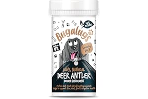 Bugalugs Deer antlers Supplement dog food toppers Powder for Dogs & puppy, high in protein dog food, fibre, vitamins & minerals. 100% Natural reindeer antlers dog supplements use with licky mat (70g)