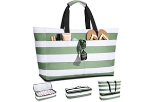 CIRYCASE Strandtasche XXL Familie mit Kühlfach, 54L Große Badetasche Strandtasche mit Reißverschluss & Nassfach, Faltbare Wasserdicht Beach Bag Mädchen Handtasche Shopper Damen für Reisen/Fitness/Pool