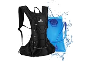 BBAIYULE® Zaino per bere con bolla d'acqua, 2 l, zaino da corsa, zaino da bicicletta, zaino da trekking, piccolo per corsa, bicicletta, uomo e donna